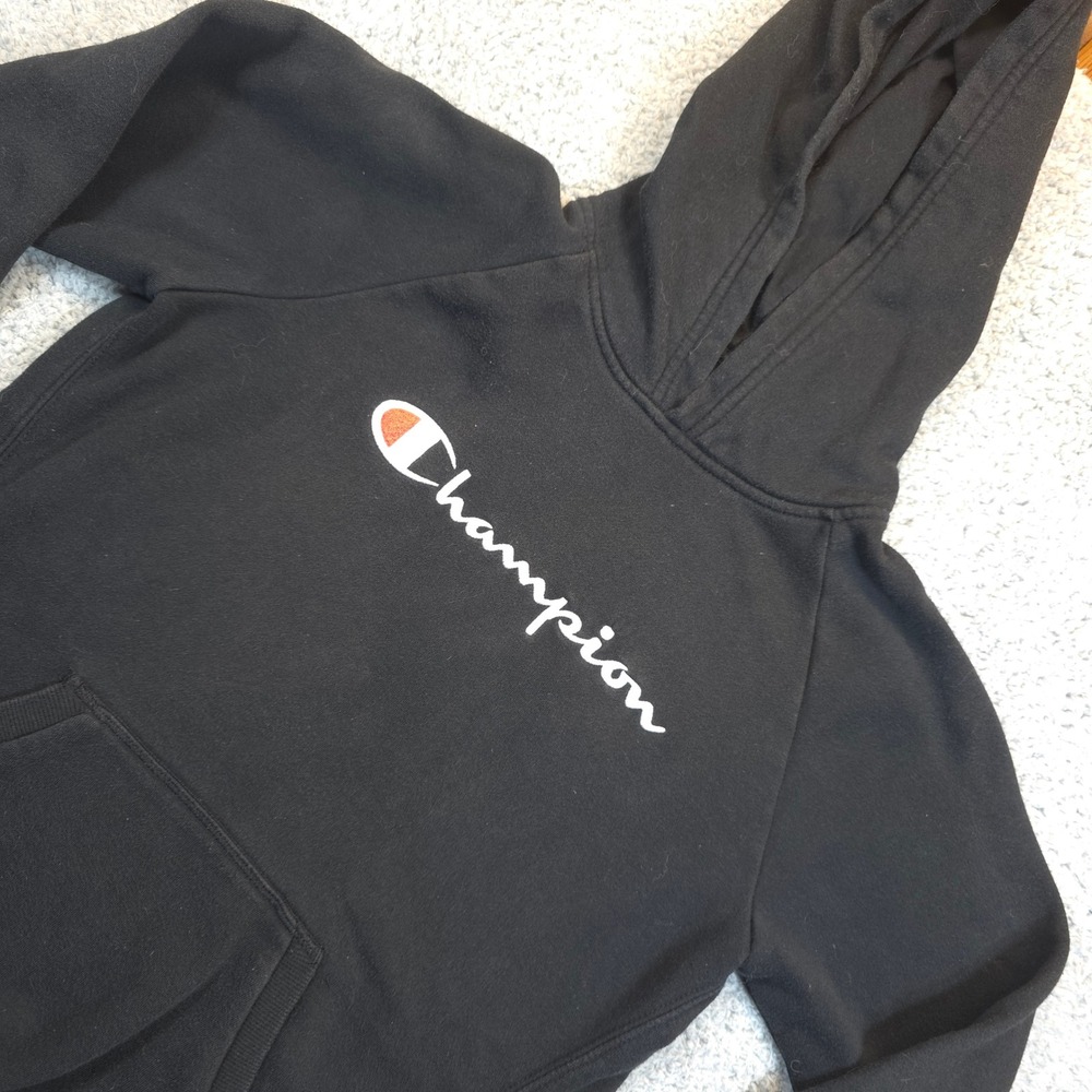 Champion Hoodie Pullover Sweatshirt Black‎ Kids XL Extra Large